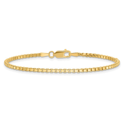 14K Yellow Gold 7 Inch 1.9mm Box With Lobster Clasp Bracelet