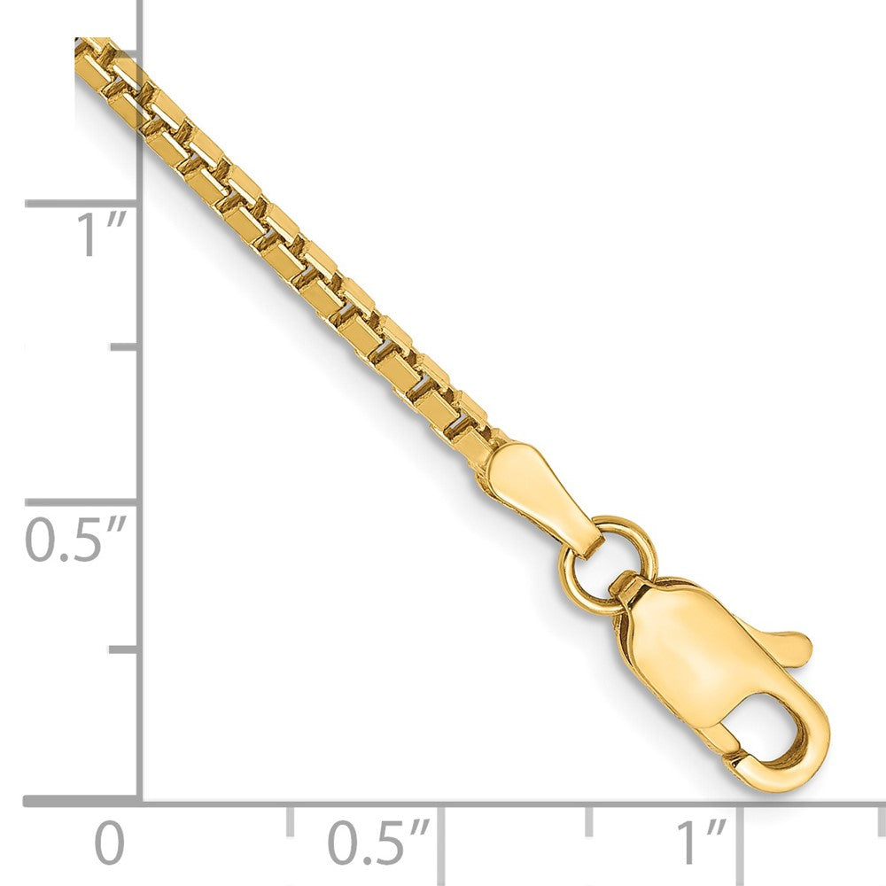 14K Yellow Gold 7 Inch 1.9mm Box With Lobster Clasp Bracelet