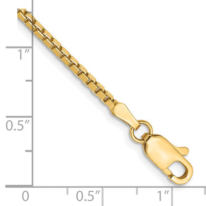 14K Yellow Gold 7 Inch 1.9mm Box With Lobster Clasp Bracelet
