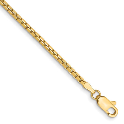 14K Yellow Gold 7 Inch 1.9mm Box With Lobster Clasp Bracelet