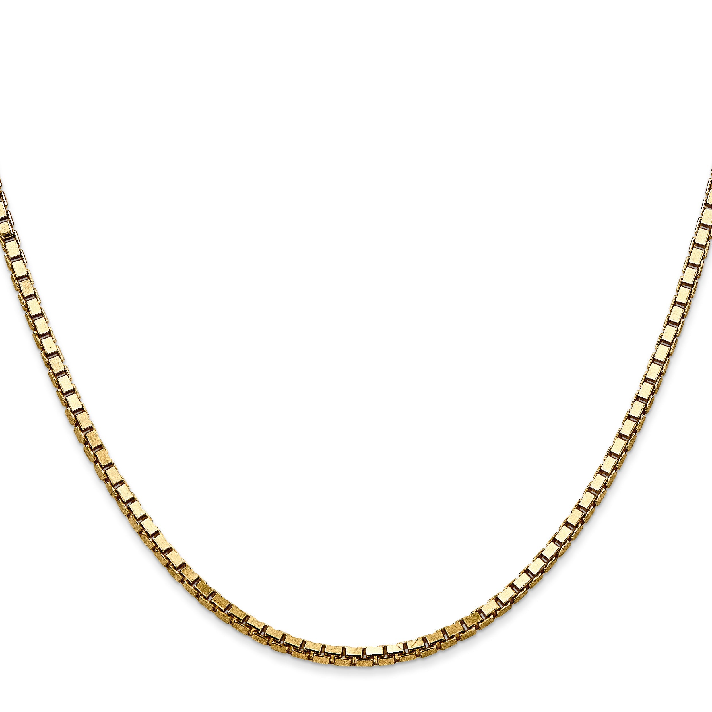 14K Yellow Gold 26 Inch 2.5mm Box With Lobster Clasp Chain Necklace
