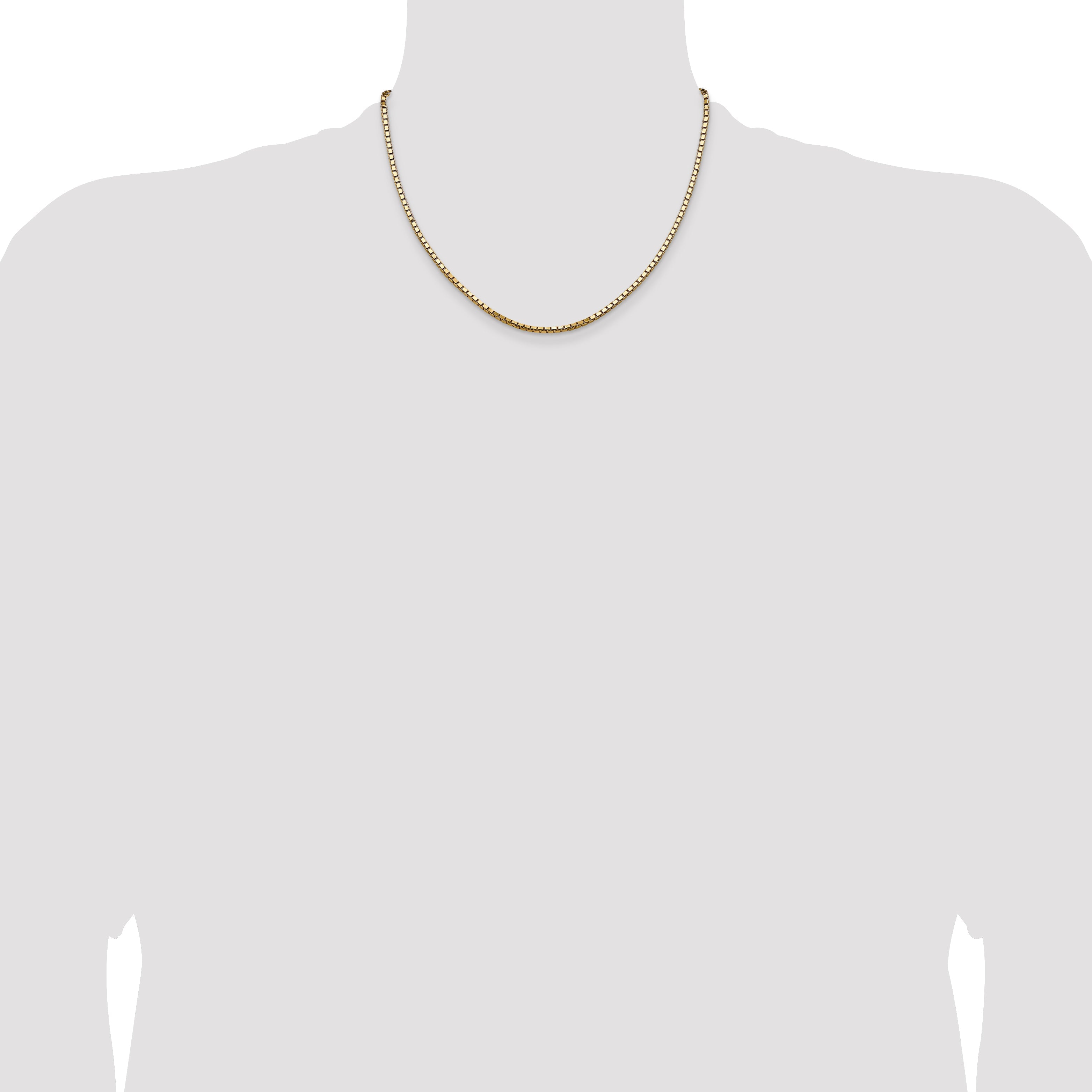 14K Yellow Gold 18 Inch 2.5mm Box With Lobster Clasp Chain Necklace