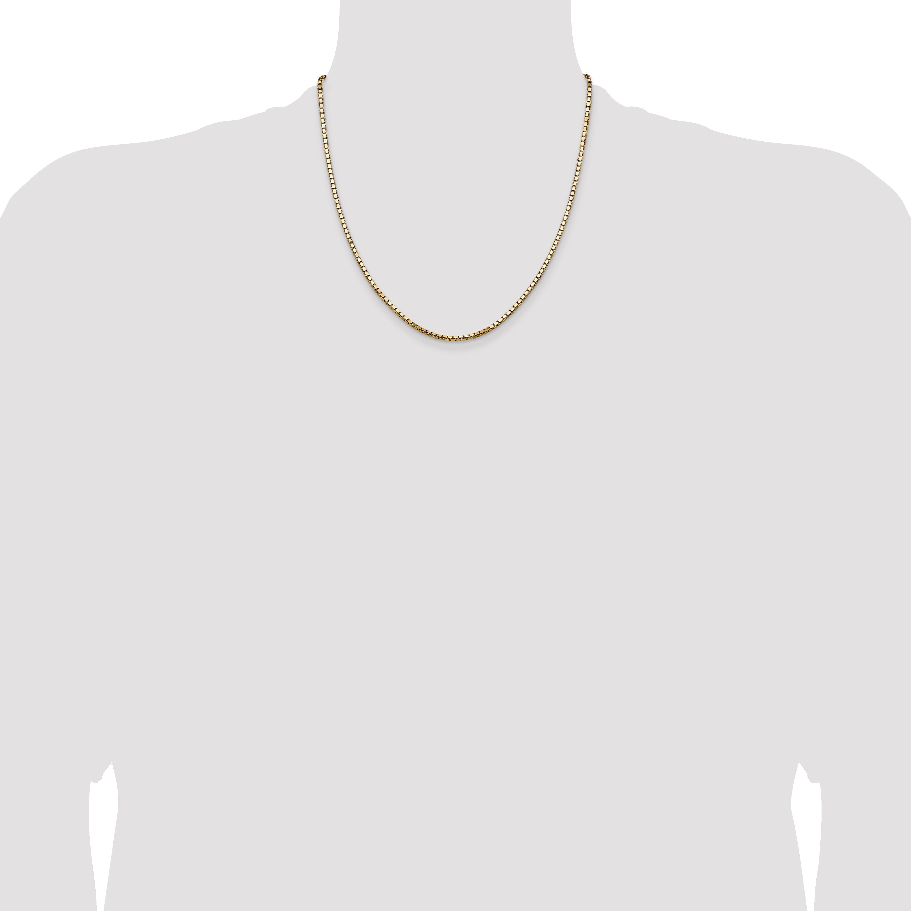 14K Yellow Gold 20 Inch 2.5mm Box With Lobster Clasp Chain Necklace