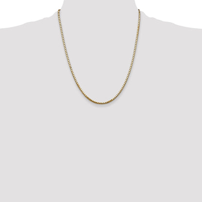 14K Yellow Gold 22 Inch 2.5mm Box With Lobster Clasp Chain Necklace