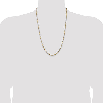 14K Yellow Gold 24 Inch 2.5mm Box With Lobster Clasp Chain Necklace