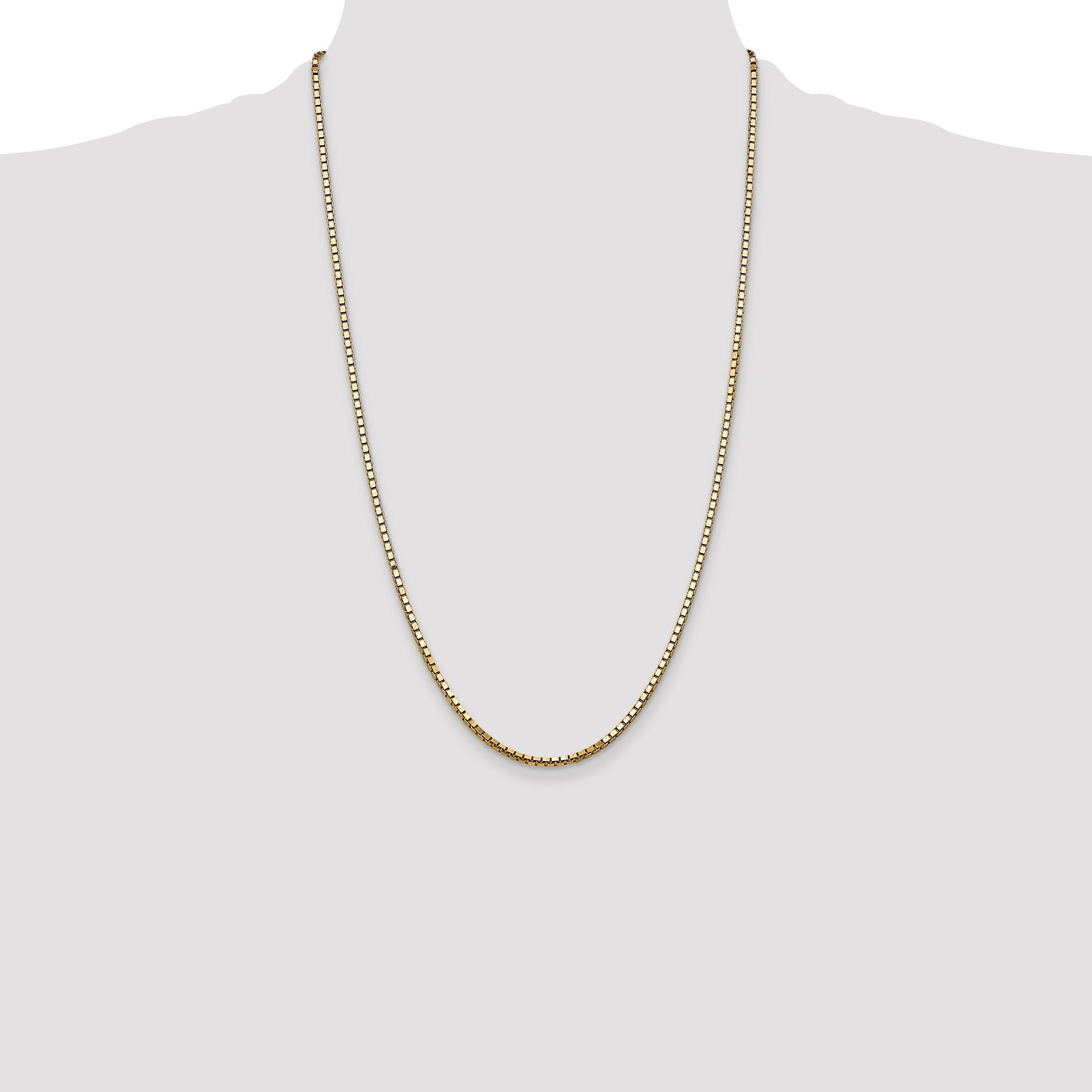 14K Yellow Gold 26 Inch 2.5mm Box With Lobster Clasp Chain Necklace