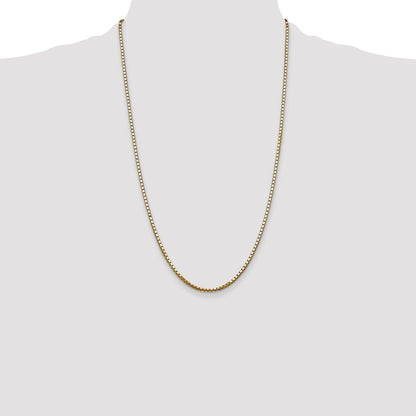 14K Yellow Gold 26 Inch 2.5mm Box With Lobster Clasp Chain Necklace