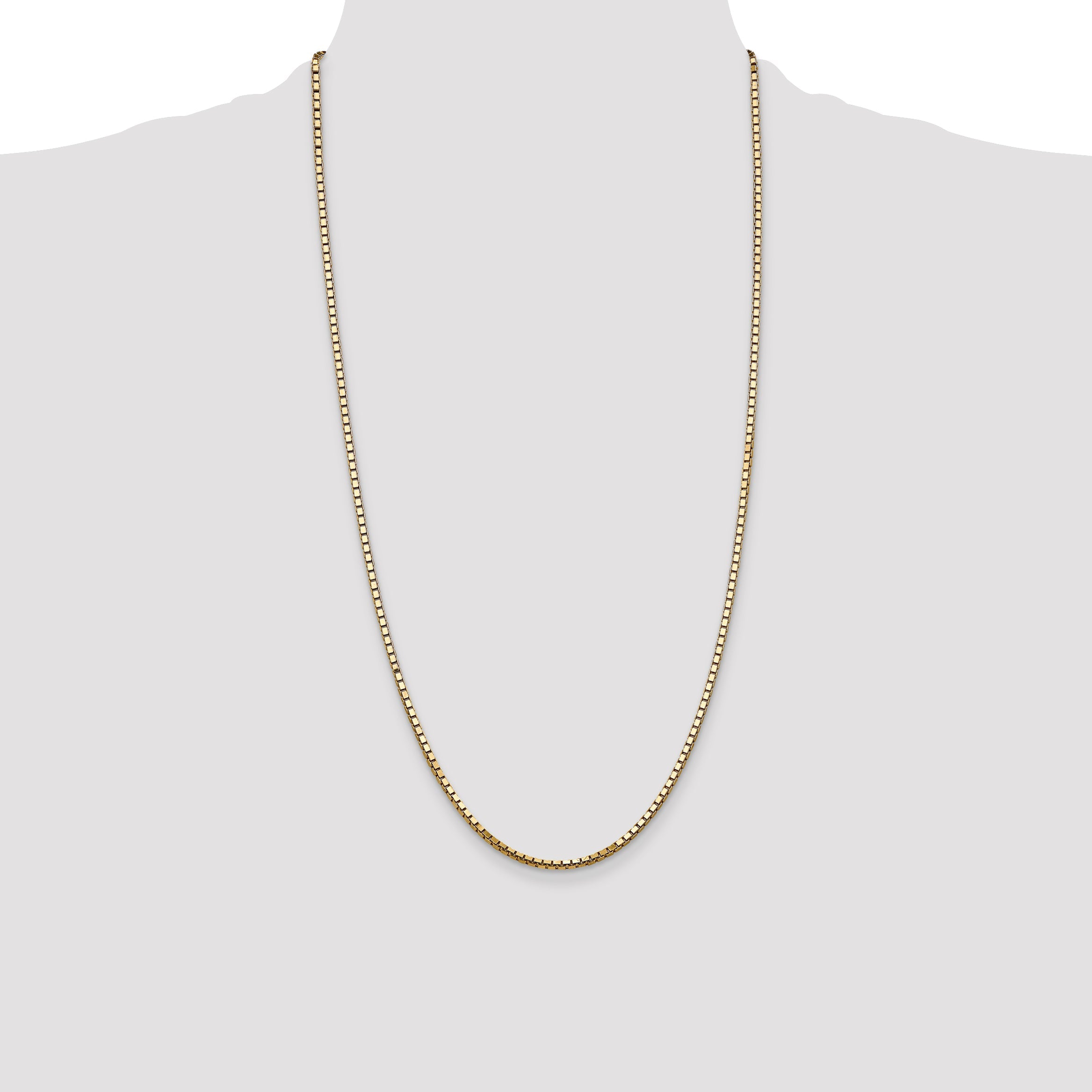 14K Yellow Gold 28 Inch 2.5mm Box With Lobster Clasp Chain Necklace