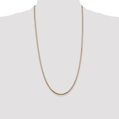 14K Yellow Gold 28 Inch 2.5mm Box With Lobster Clasp Chain Necklace