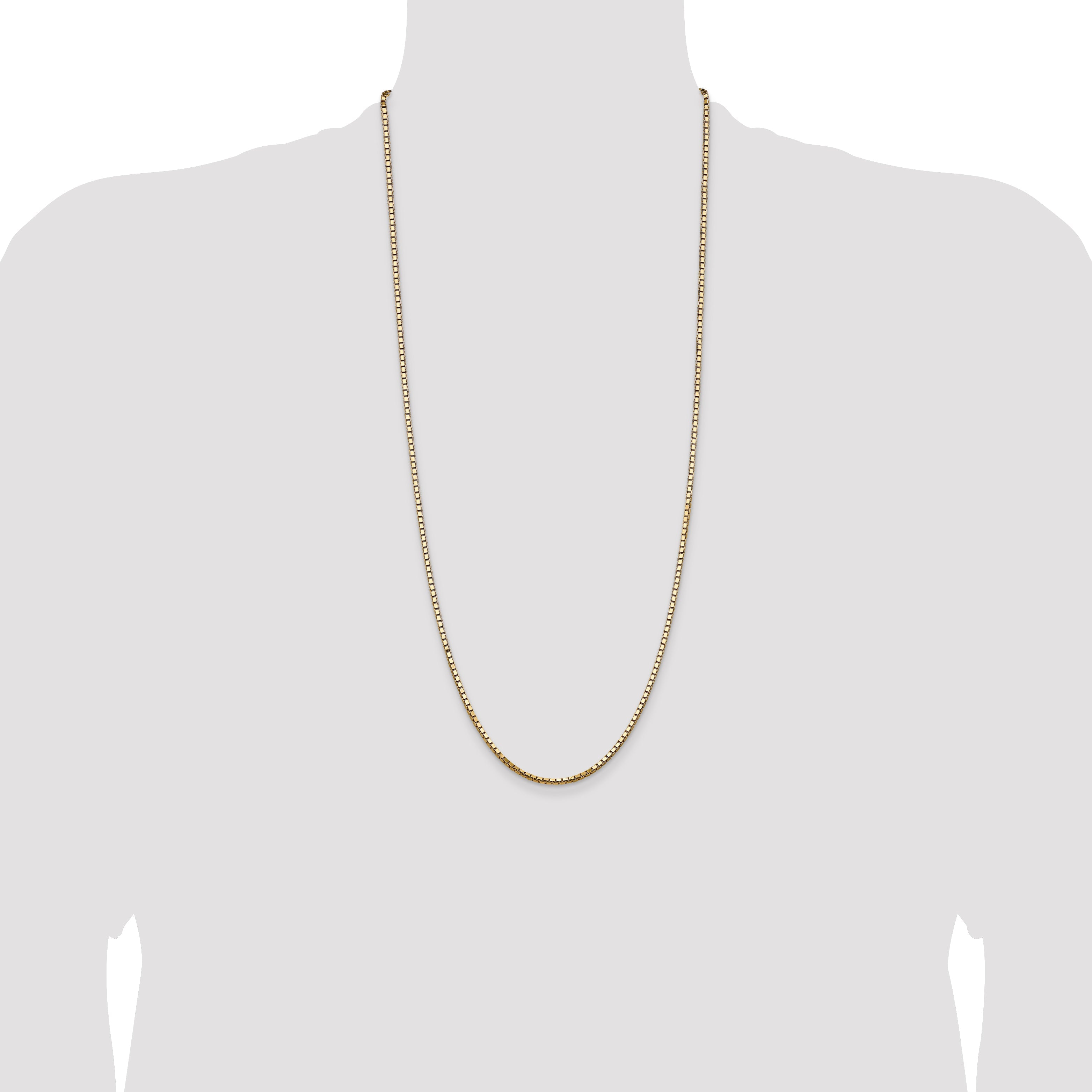 14K Yellow Gold 30 Inch 2.5mm Box With Lobster Clasp Chain Necklace