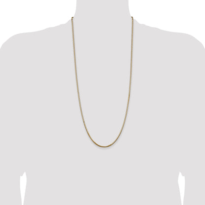 14K Yellow Gold 30 Inch 2.5mm Box With Lobster Clasp Chain Necklace