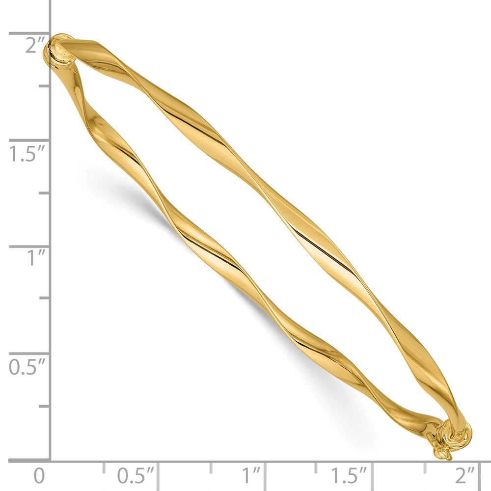 14K Yellow Gold Polished Twisted Hinged Bangle