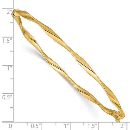 14K Yellow Gold Polished Twisted Hinged Bangle
