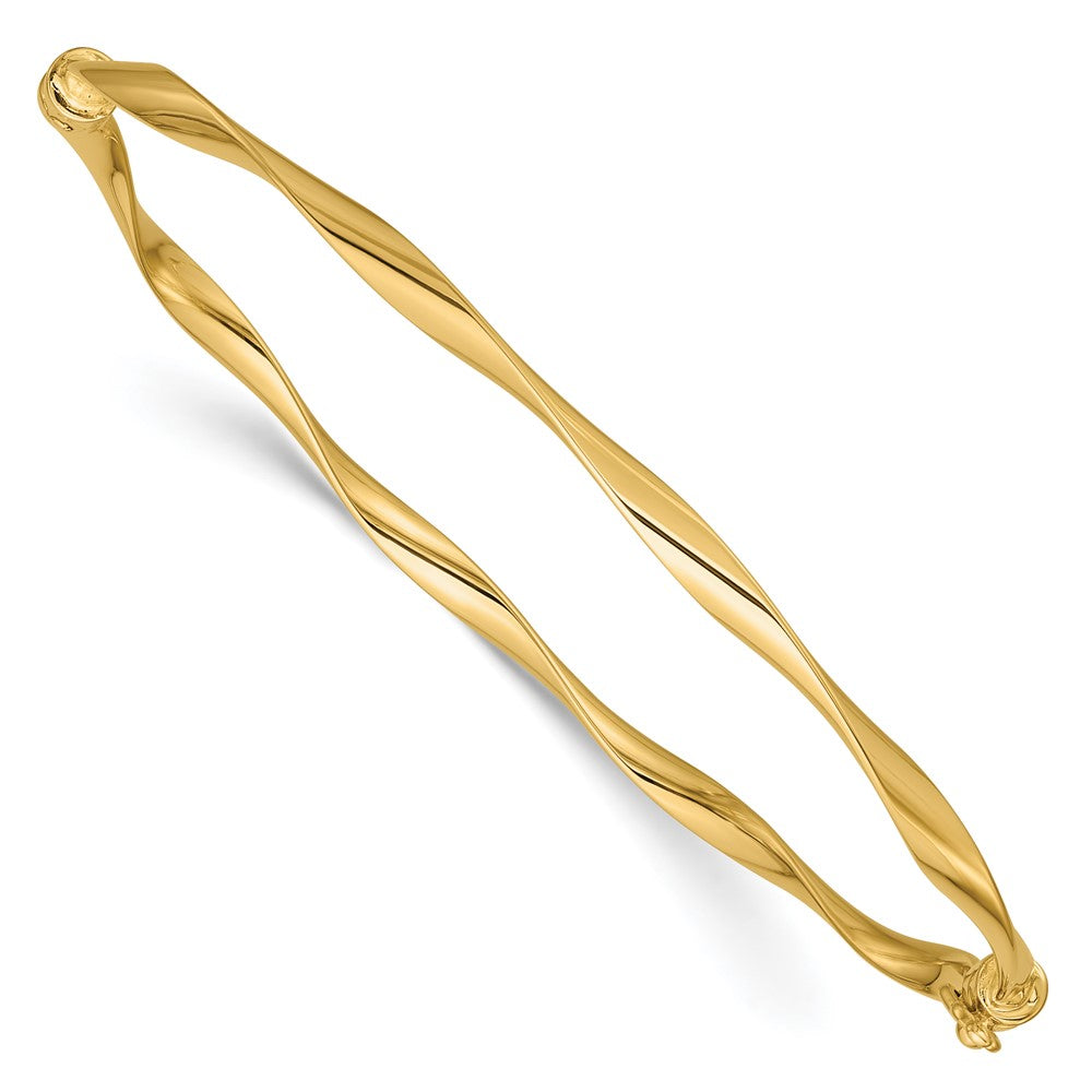 14K Yellow Gold Polished Twisted Hinged Bangle