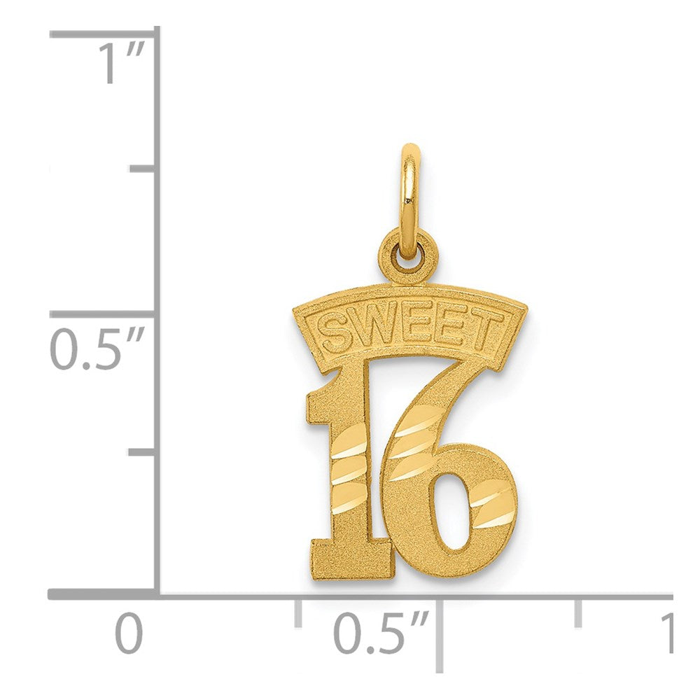 14K Yellow Gold Sweet 16 Charm