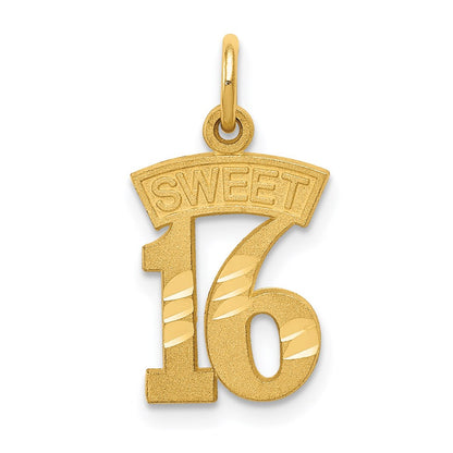 14K Yellow Gold Sweet 16 Charm