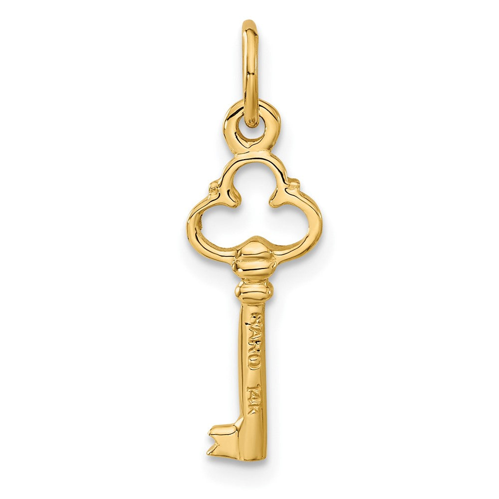 14K Yellow Gold Polished Diamond-Cut 3D Key Charm