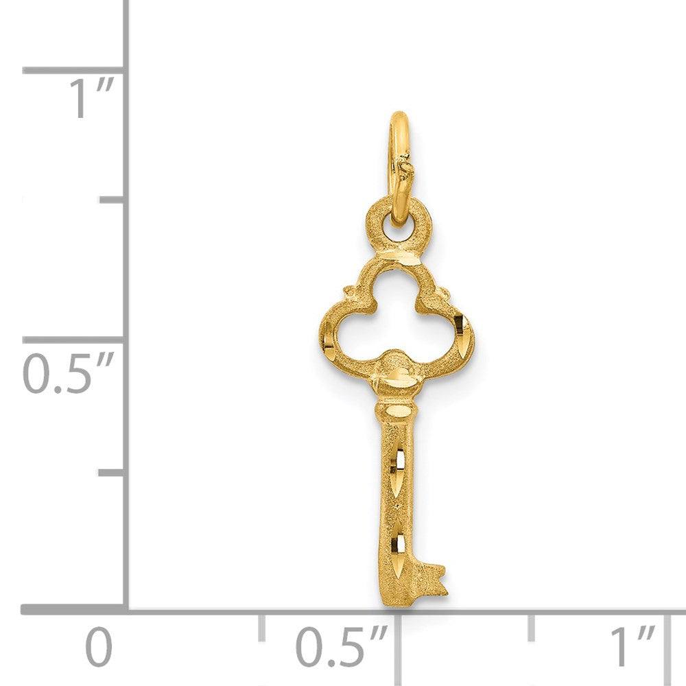 14K Yellow Gold Polished Diamond-Cut 3D Key Charm