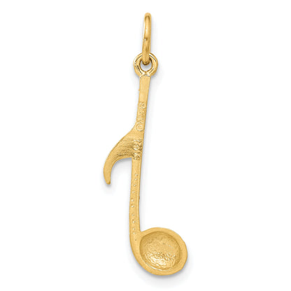 14K Yellow Gold Satin Musical Note Charm