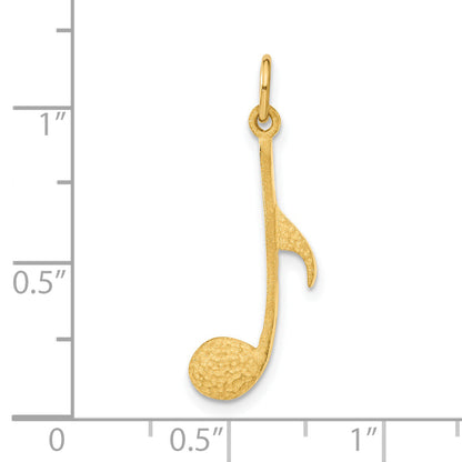 14K Yellow Gold Satin Musical Note Charm