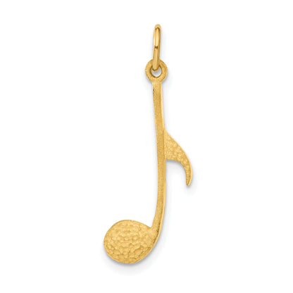 14K Yellow Gold Satin Musical Note Charm