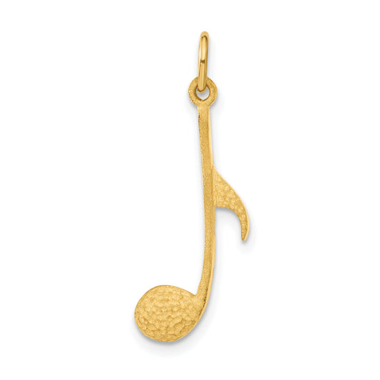14K Yellow Gold Satin Musical Note Charm