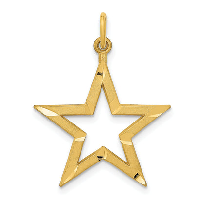14K Yellow Gold Diamond-Cut Star Charm