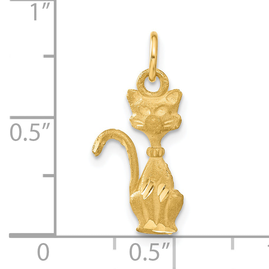 14K Yellow Gold Satin Tom Cat Charm