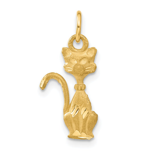 14K Yellow Gold Satin Tom Cat Charm