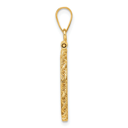 14K Yellow Gold Wideband Distinguished Coin Jewelry Polished Rope 16.5mm X 1.35mm Screw Top Bezel Pendant