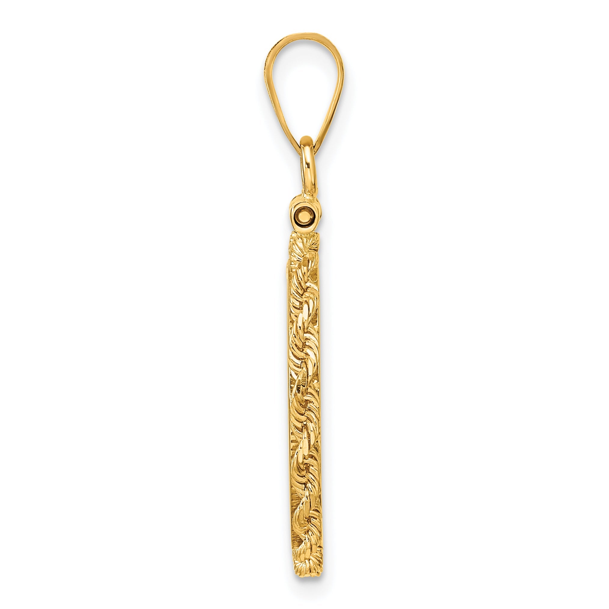 10K Yellow Gold Wideband Distinguished Coin Jewelry Polished Rope 16.5mm X 1.35mm Screw Top Bezel Pendant