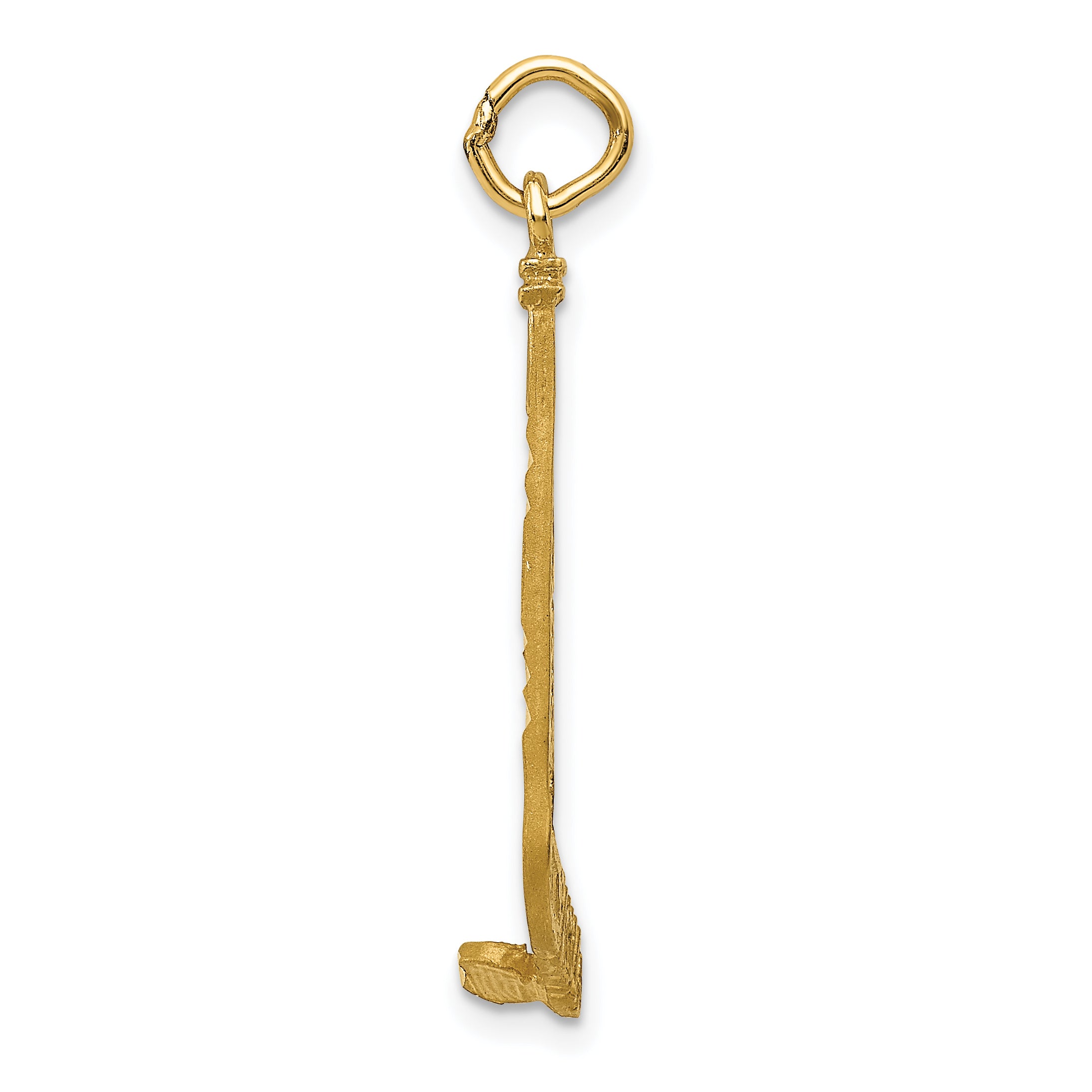 14K Yellow Gold Satin D/C Hockey Stick Charm