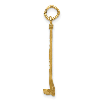 14K Yellow Gold Satin D/C Hockey Stick Charm