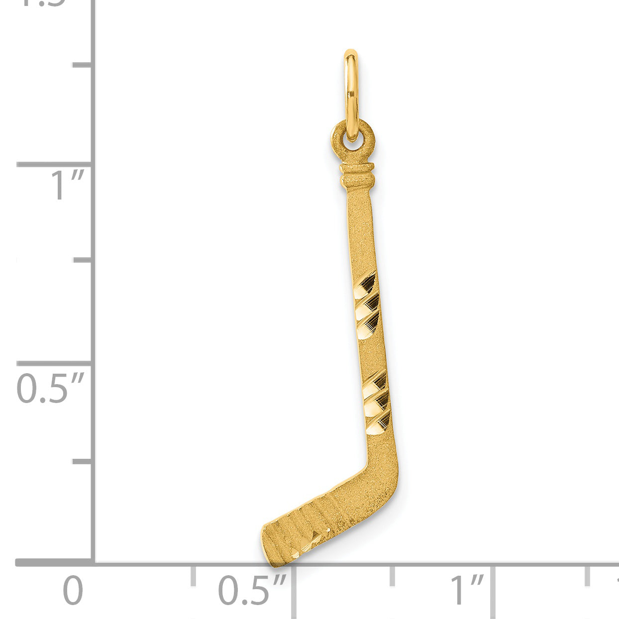 14K Yellow Gold Satin D/C Hockey Stick Charm