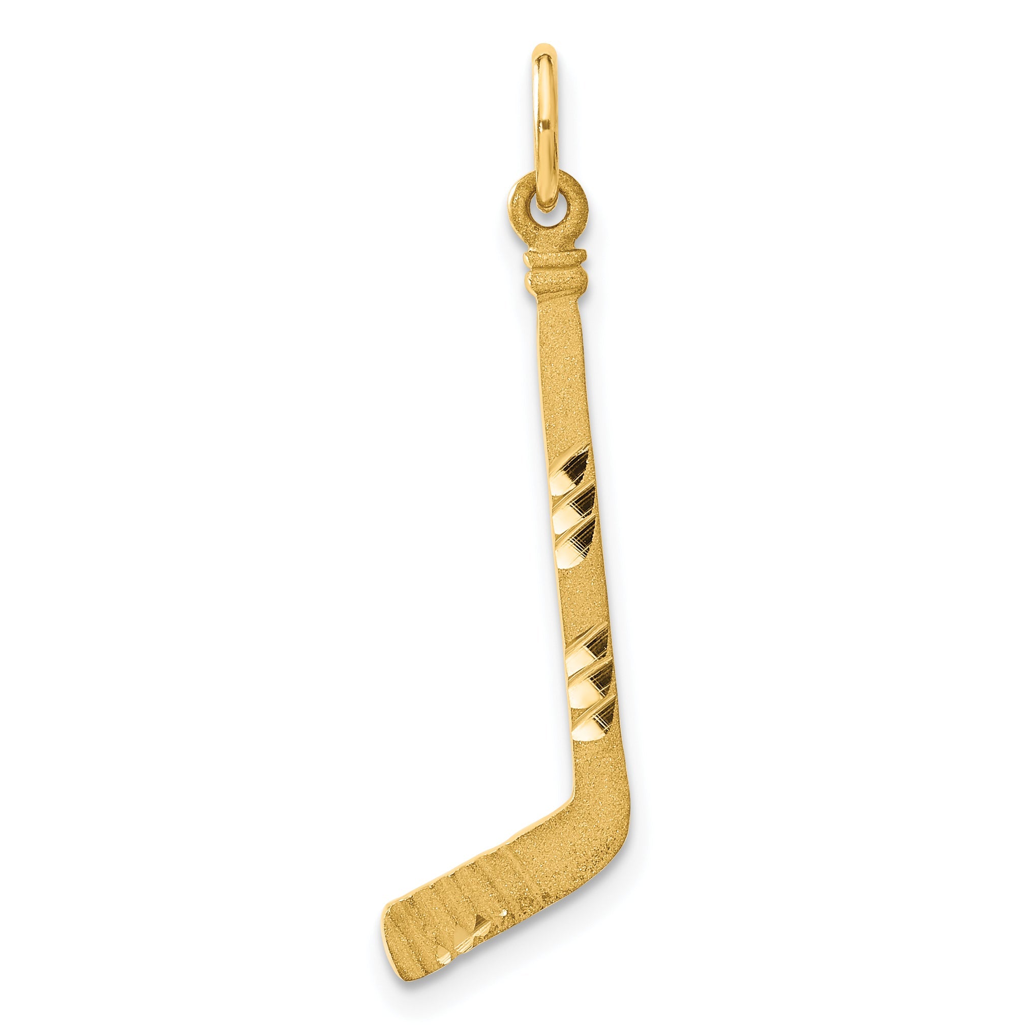14K Yellow Gold Satin D/C Hockey Stick Charm
