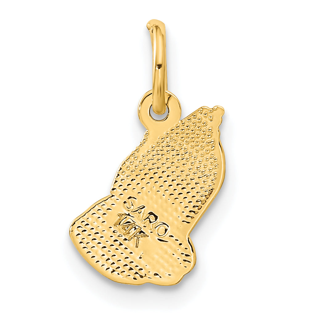 14K Yellow Gold Praying Hands Charm