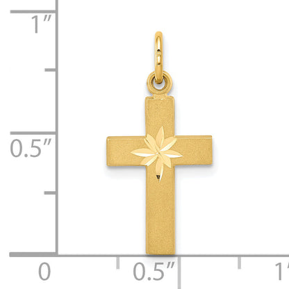 14K Yellow Gold Small Diamond-Cut Cross Pendant