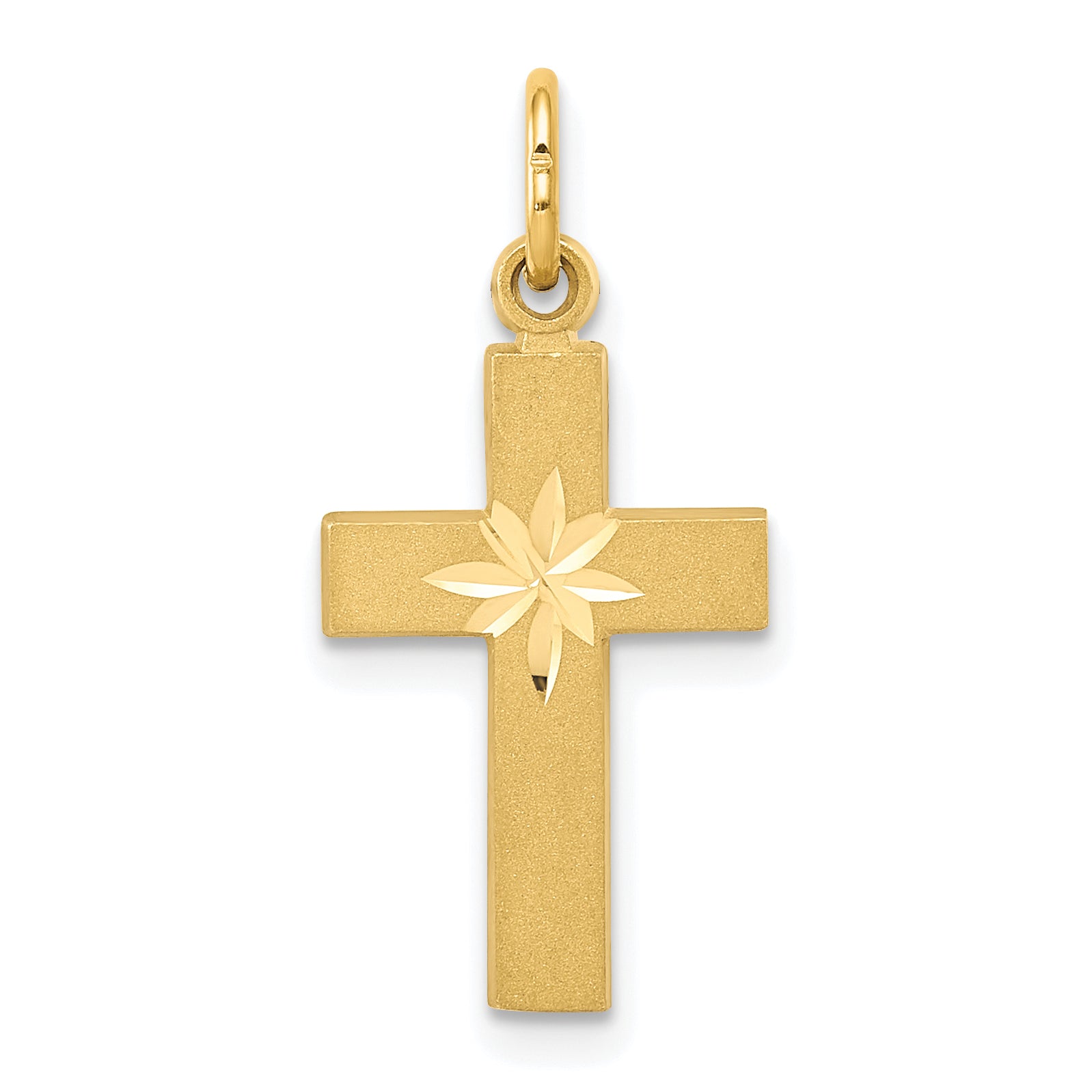 14K Yellow Gold Small Diamond-Cut Cross Pendant