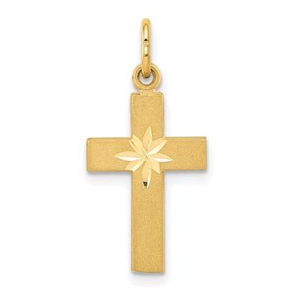 14K Yellow Gold Small Diamond-Cut Cross Pendant