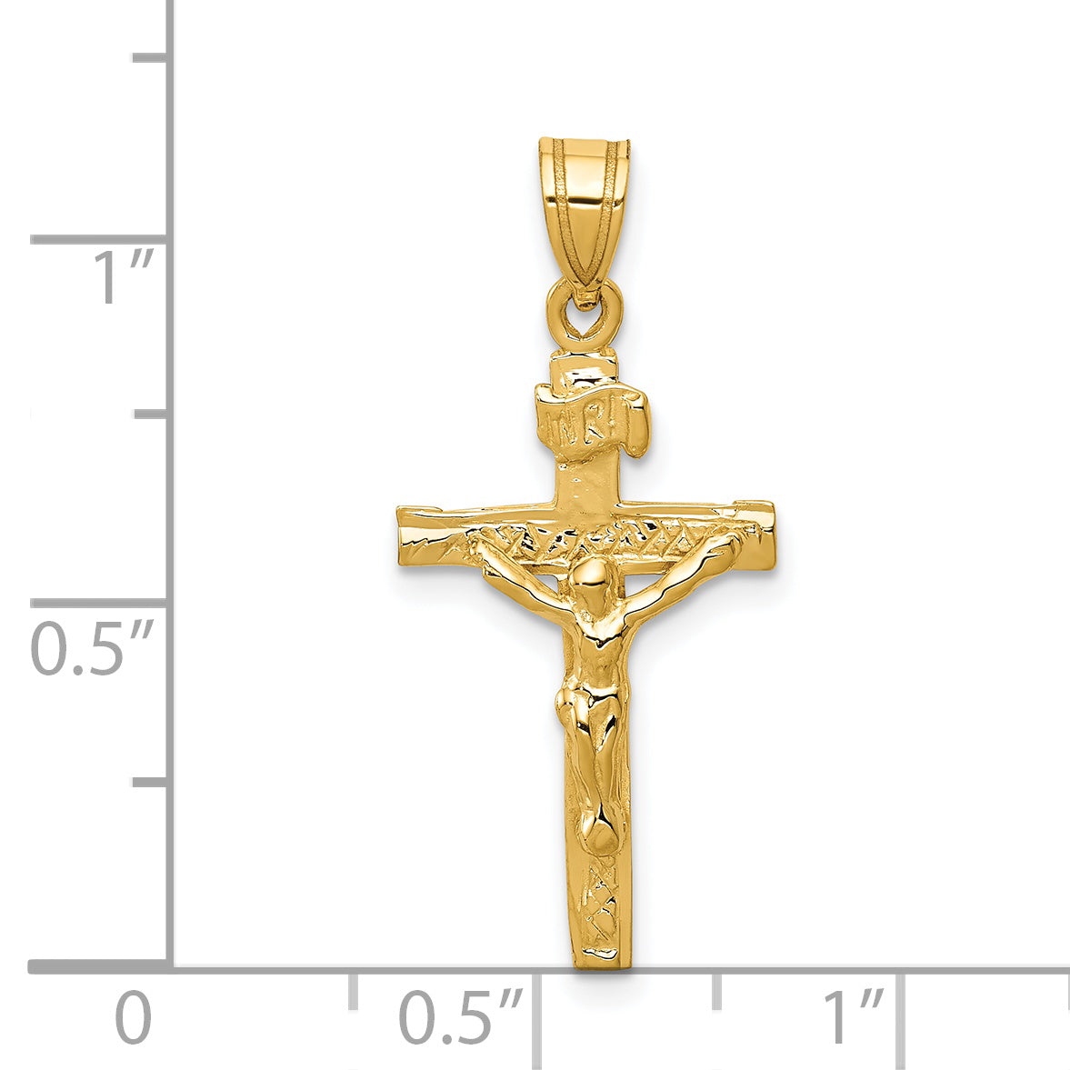 14K Yellow Gold Inri Crucifix Charm