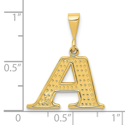 14K Yellow Gold Textured Initial A Charm
