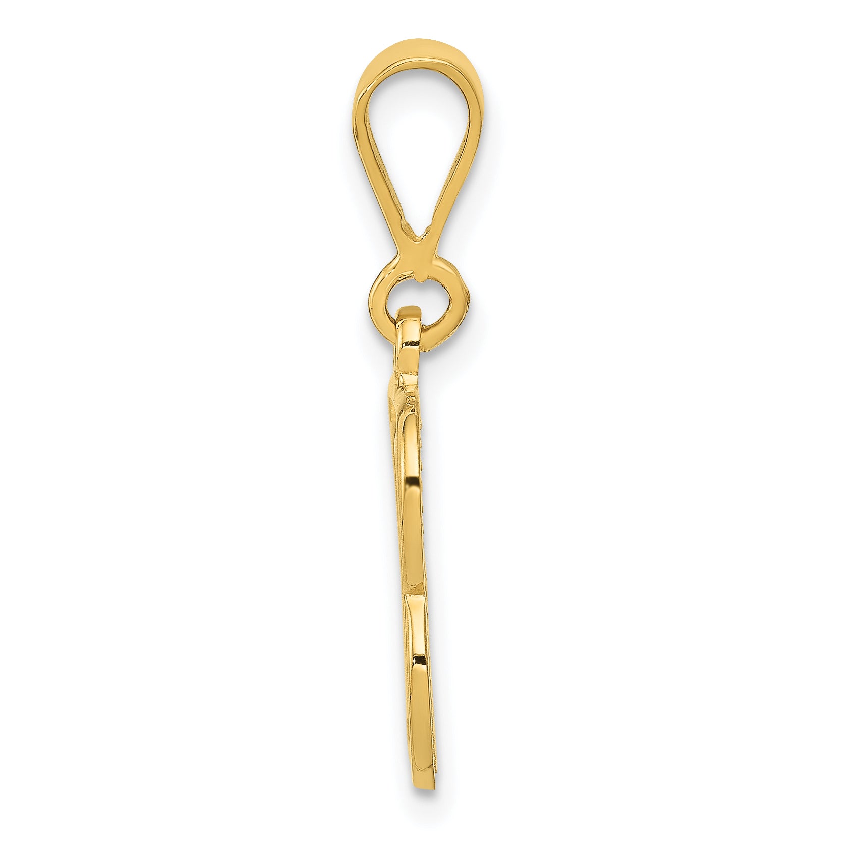 14K Yellow Gold Textured Initial B Charm