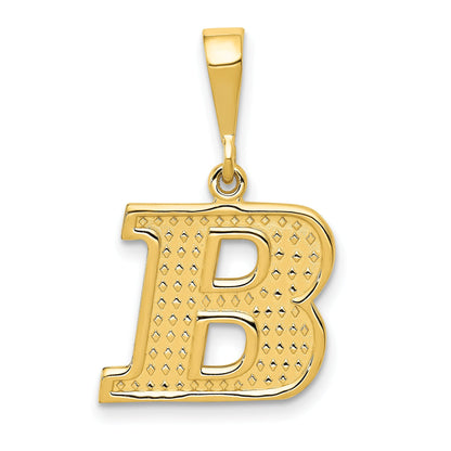 14K Yellow Gold Textured Initial B Charm