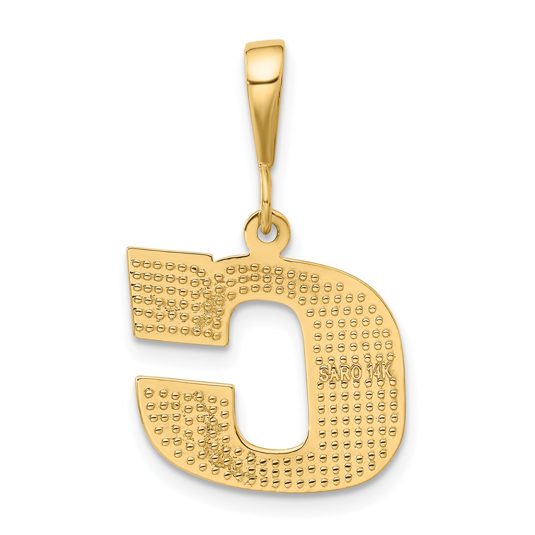 14K Yellow Gold Textured Initial C Charm