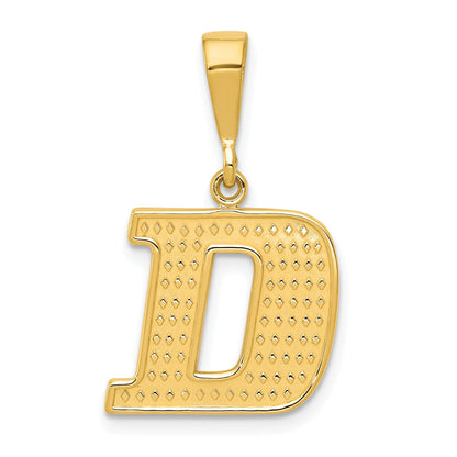 14K Yellow Gold Textured Initial D Charm