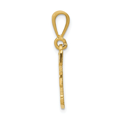 14K Yellow Gold Textured Initial F Charm