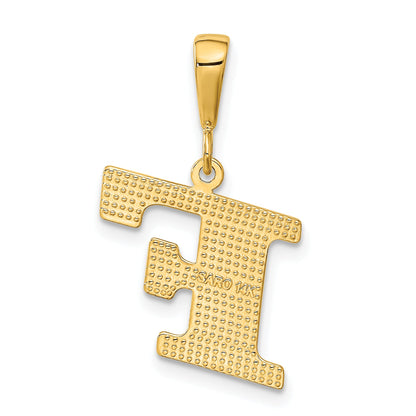 14K Yellow Gold Textured Initial F Charm