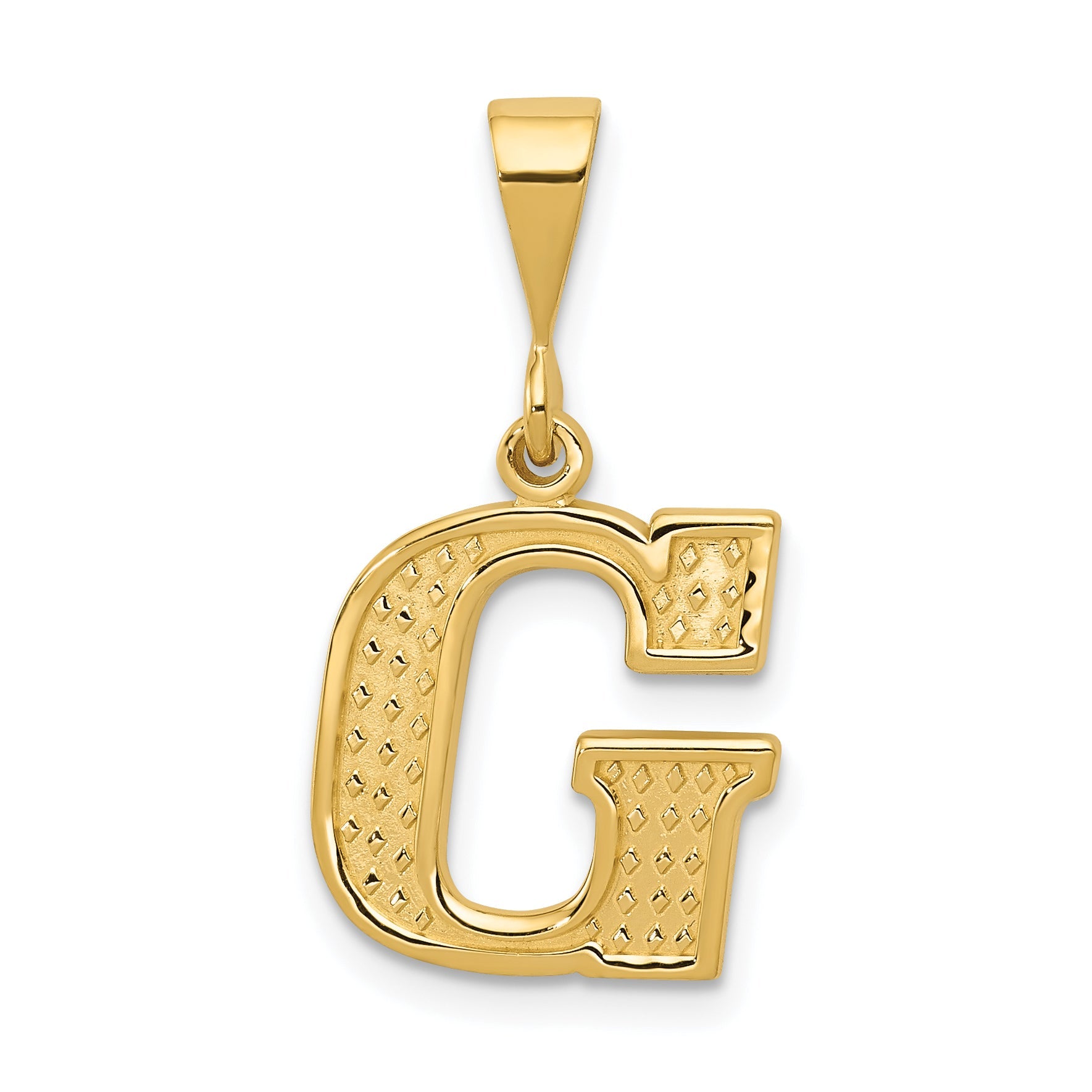 14K Yellow Gold Textured Initial G Charm