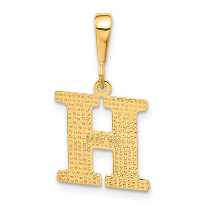 14K Yellow Gold Textured Initial H Charm