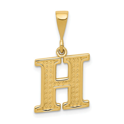 14K Yellow Gold Textured Initial H Charm